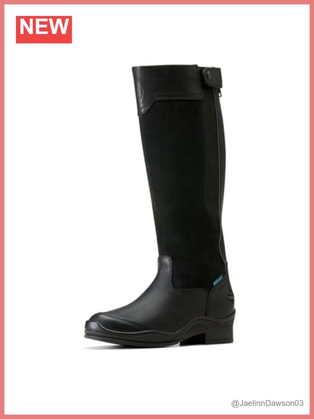 Waterproof Insulated Tall Riding Boots Leather Round Toe Equestrian Zip